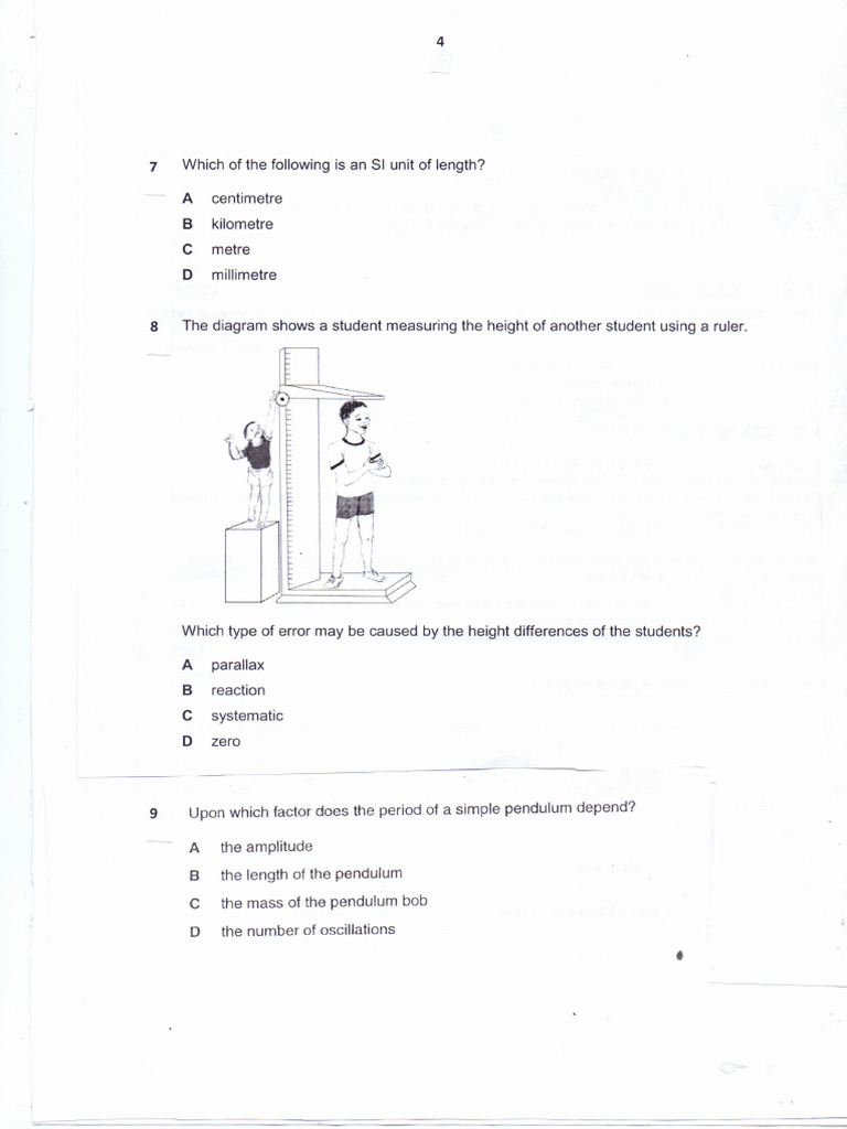 SI Units and Measurement Errors Quiz | PDF | Teaching Methods ...