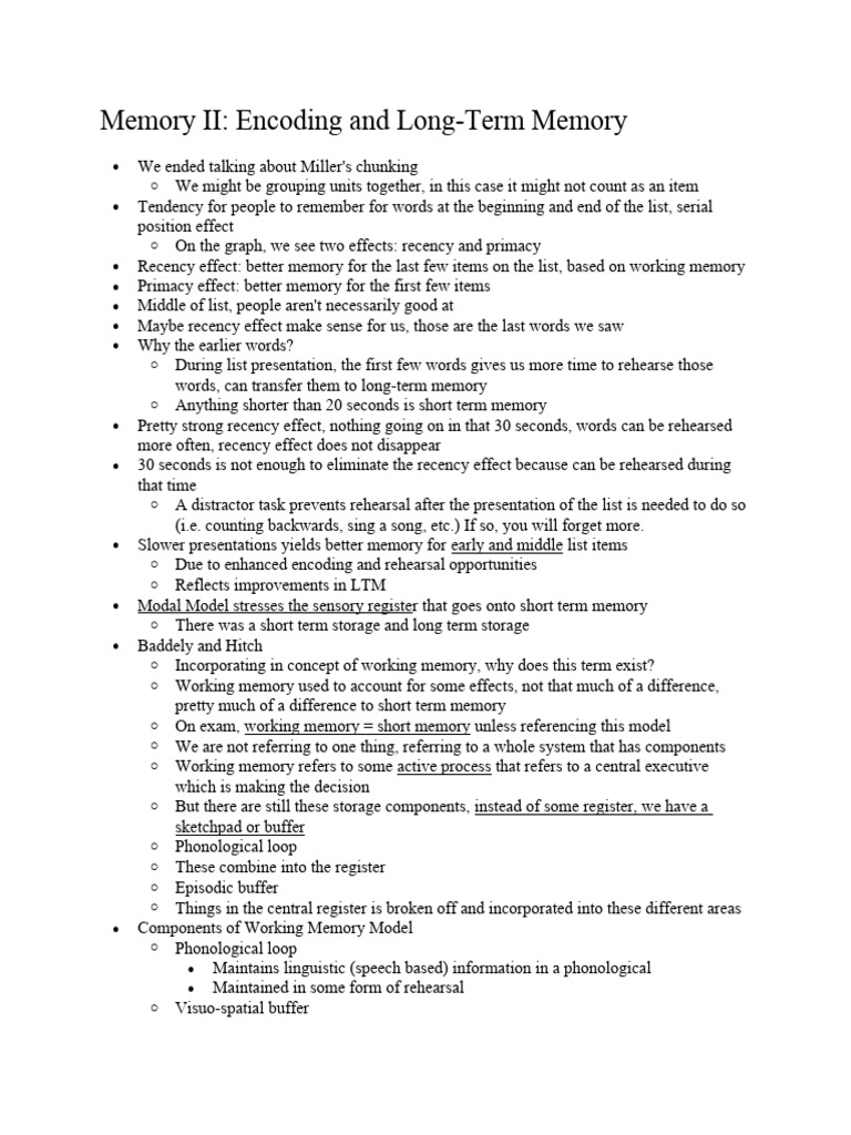 Understanding Long-Term Memory Encoding | PDF | Memory | Long Term Memory