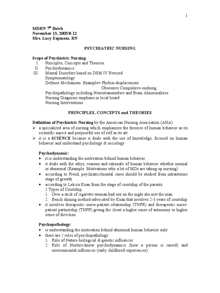 Overview of Psychiatric Nursing Principles | PDF | Psychotherapy ...