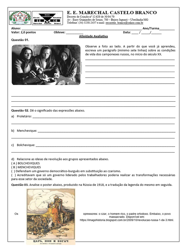 atividade-avaliativa-9-ano-revolu-o-russa-pdf-partido-comunista