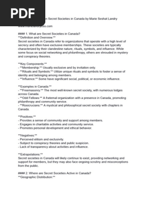 OSINT Report on Secret Societies in Canada by Marie Seshat Landry