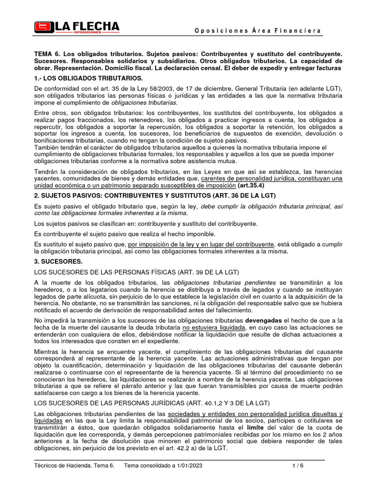 Sujetos Pasivos y Responsables Tributarios | PDF | Herencia | Sociedad ...