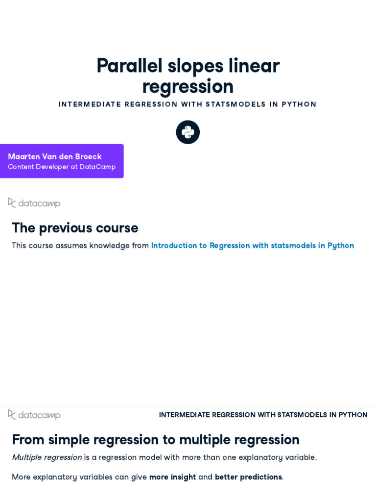 Intermediate regression with statsmodels in python pdf coefficient