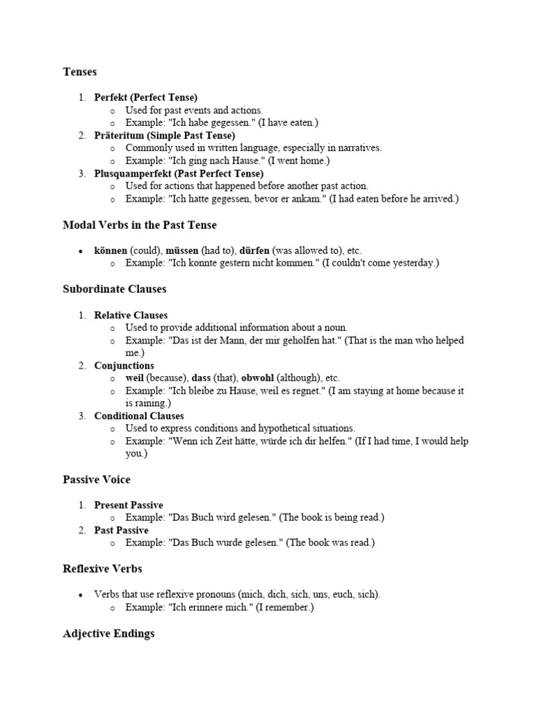 B2 German Grammar: Tenses and Structures | PDF | Philosophy | Language ...