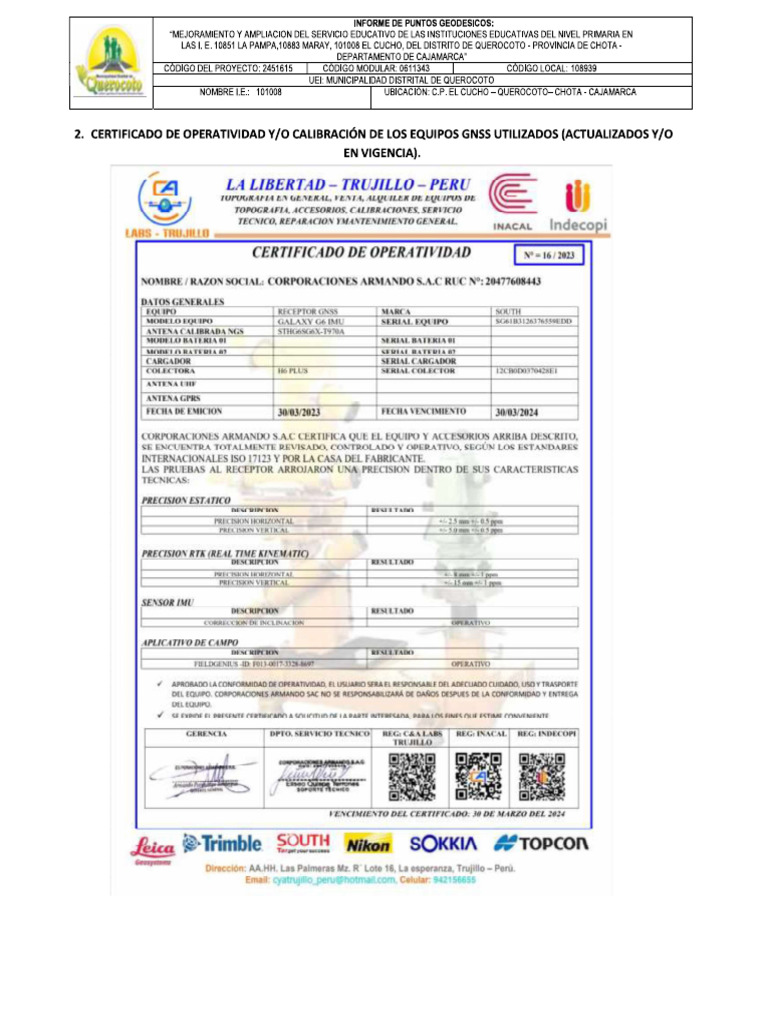 Certificado de Operatividad | PDF