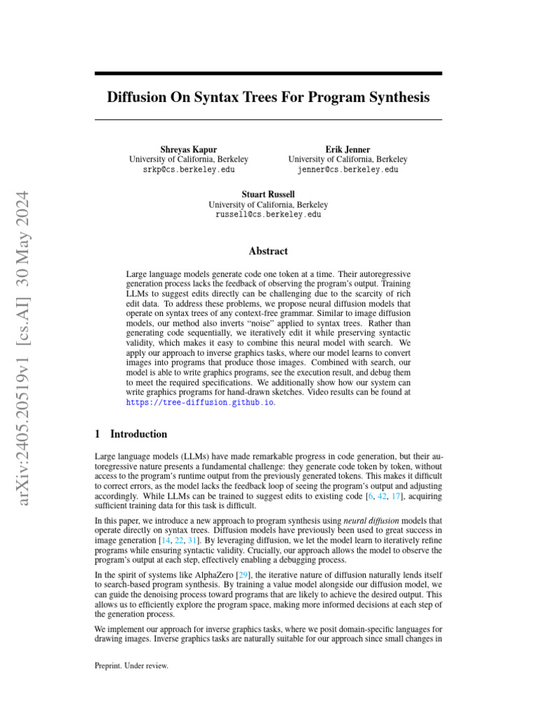 Diffusion On Syntax Trees For Program Synthesis | PDF | Artificial ...