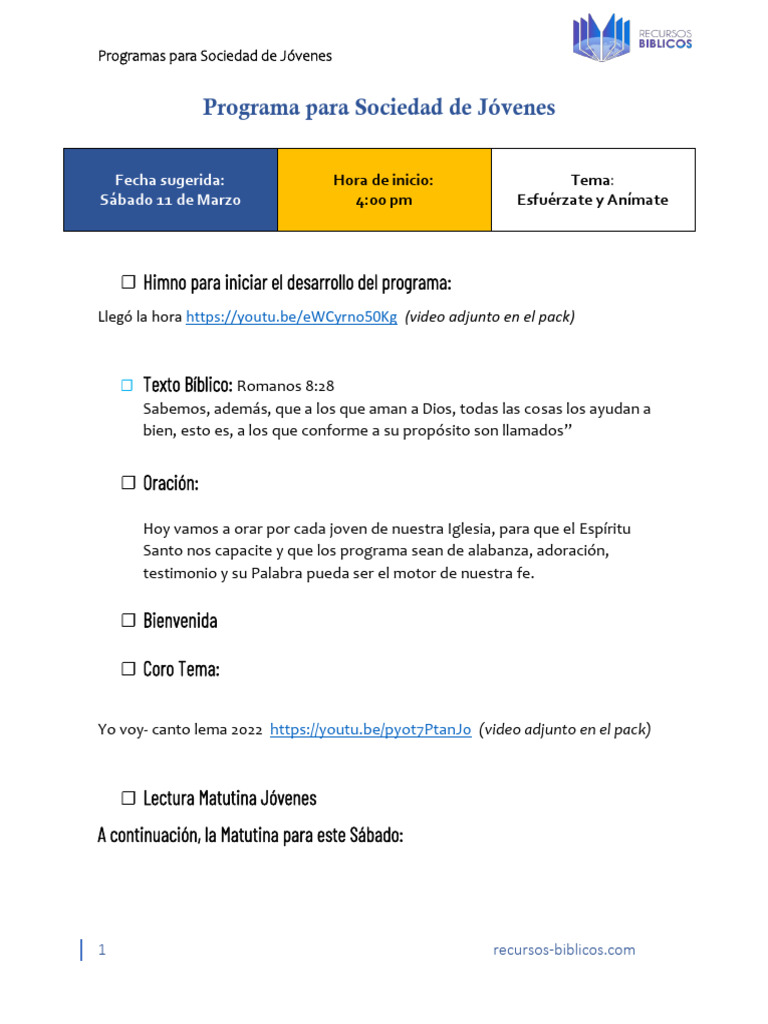 Programa SJA 11-03-2023 | PDF | Jacob | Creencia religiosa y doctrina