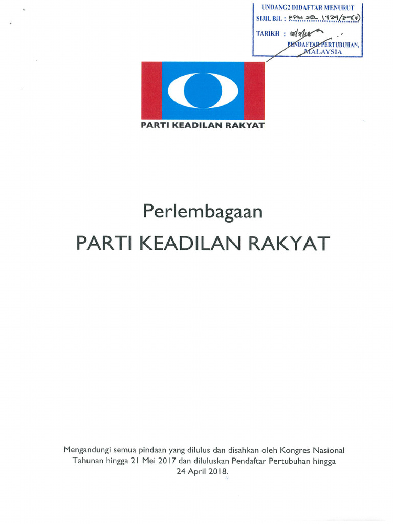 Perlembagaan-Parti-Keadilan-Rakyat-2018 | PDF