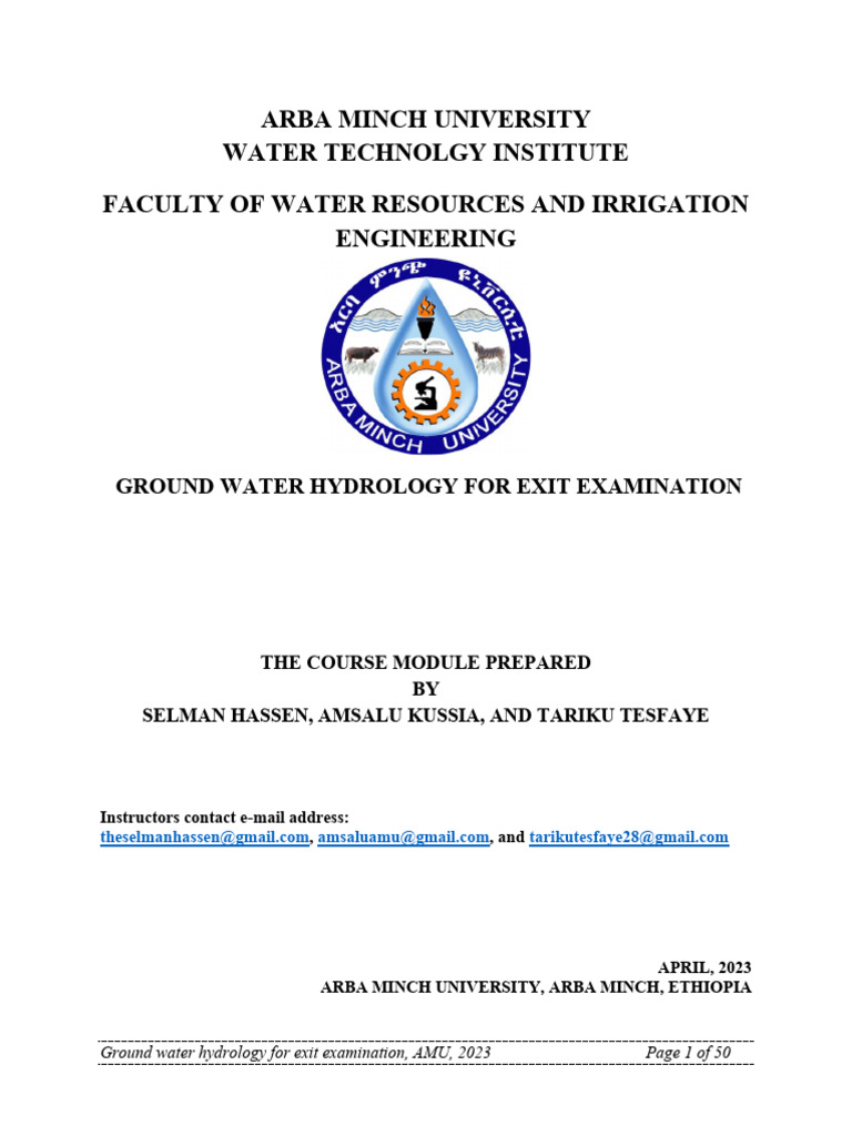 Groundwater Hydrology Exam Guide 2023 | PDF | Aquifer | Porosity