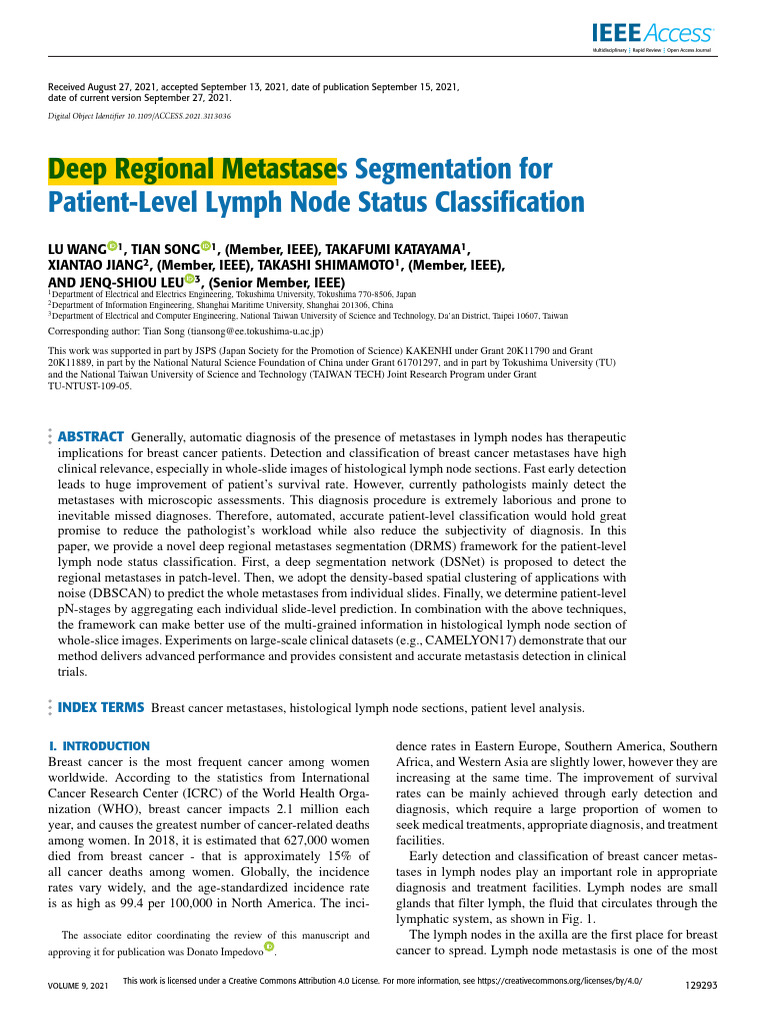 Deep Learning for Lymph Node Metastasis Detection | PDF | Metastasis ...