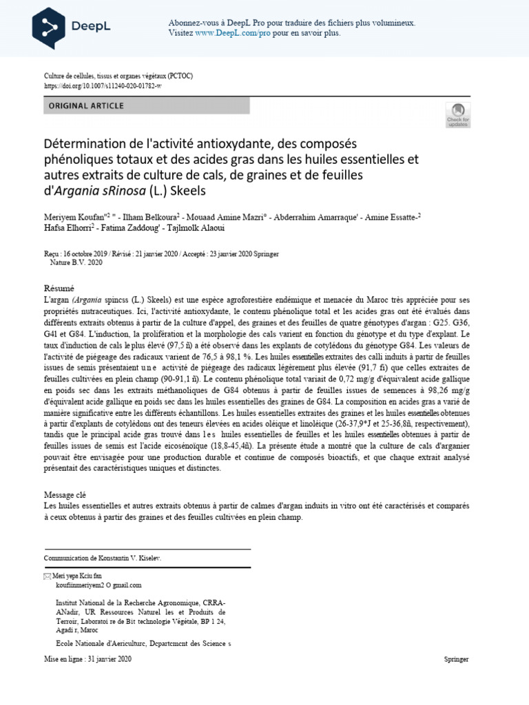 Activité antioxydante des extraits d'argan | PDF | Pétrole