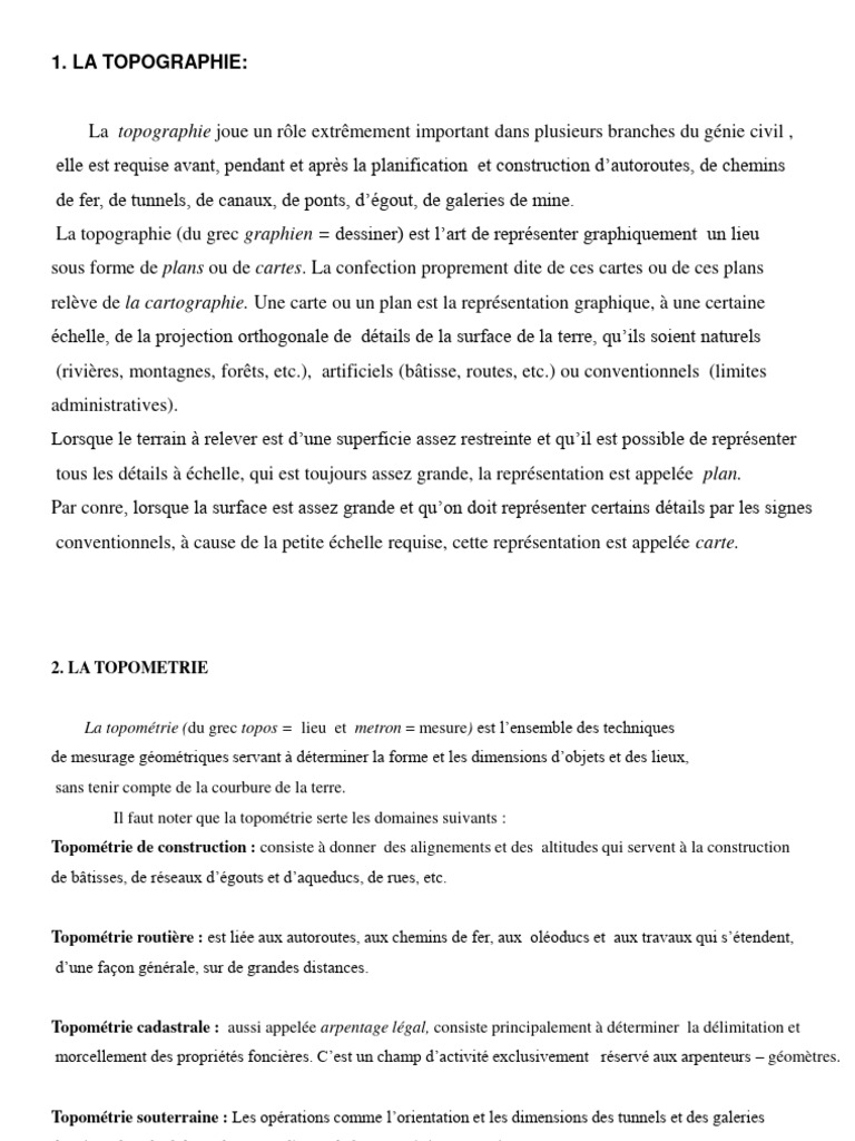 Rôle de la topographie en génie civil | PDF | Topographie | Géodésie