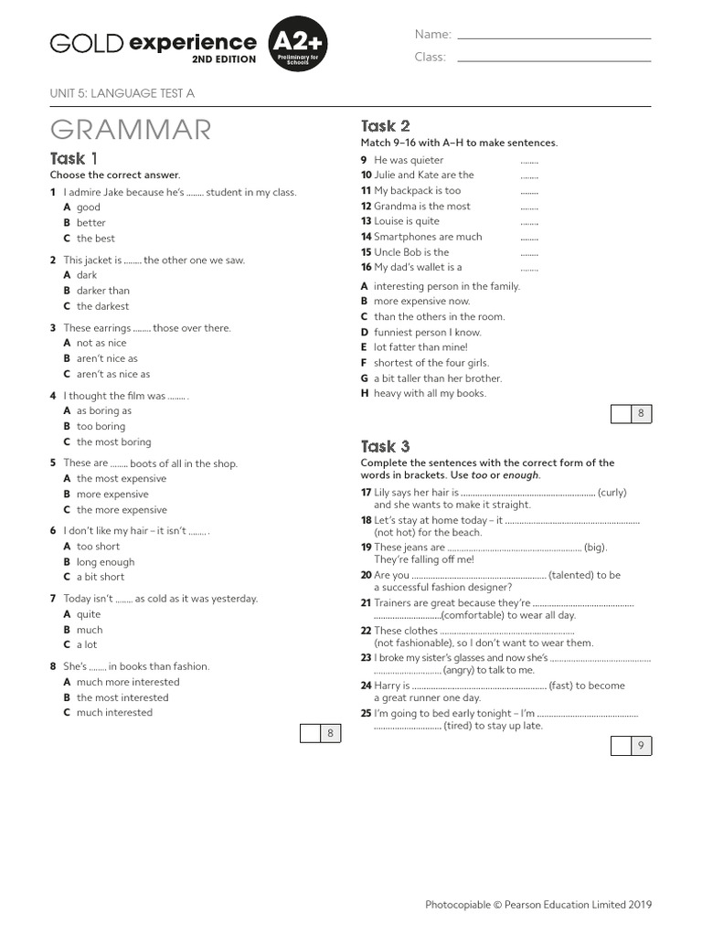 Unit 5 Language Test A | PDF