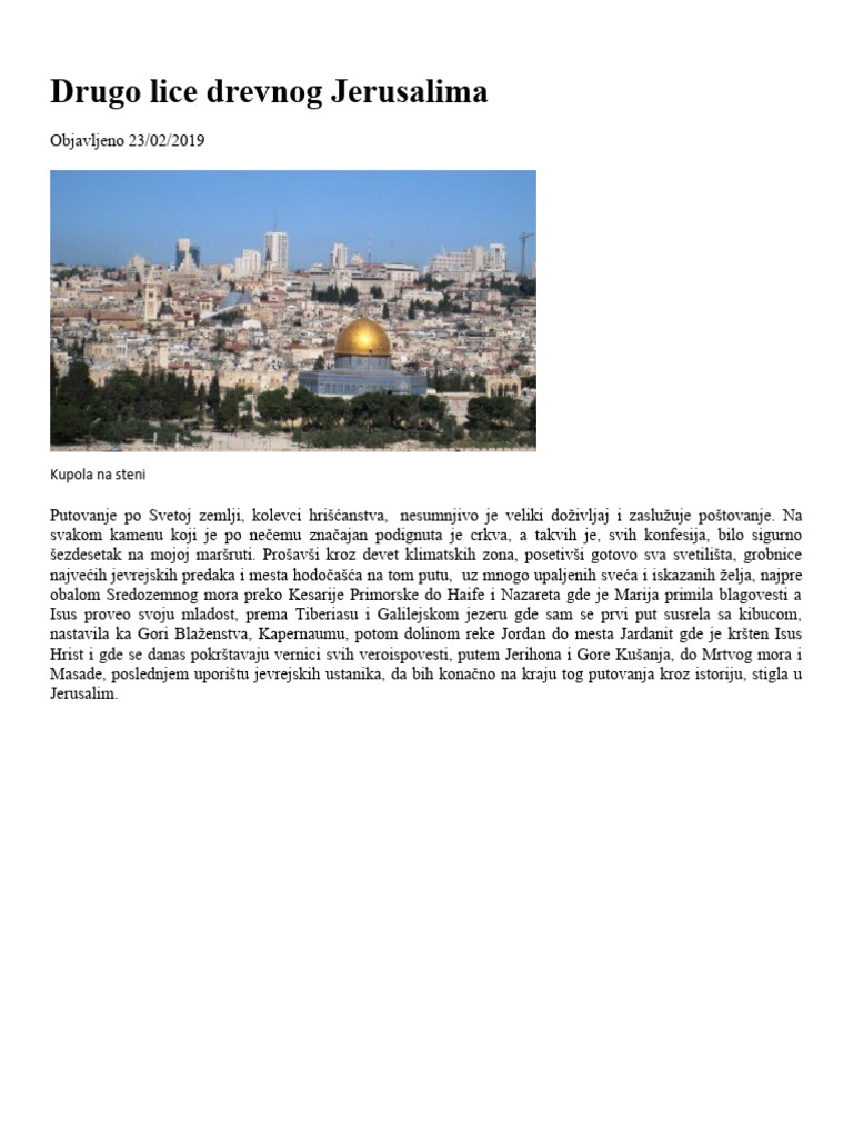 Drugo Lice Drevnog Jerusalima | PDF