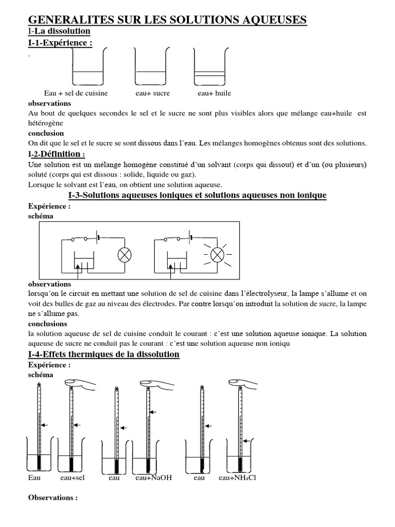 Généralités sur les solutions aqueuses | PDF | Ion | Solvatation