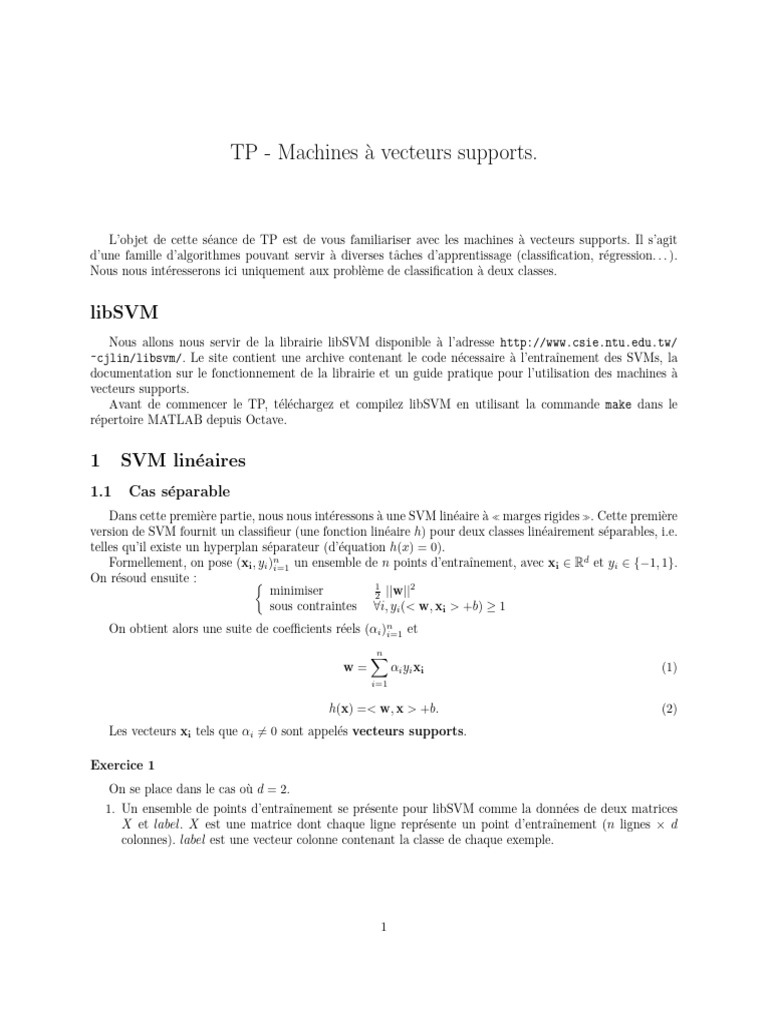 TP SVM : Classification et Noyaux | PDF | Machine à vecteurs de support ...