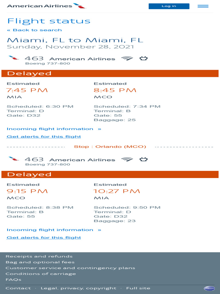 Flight Status - Selected Flight - American Airlines | PDF