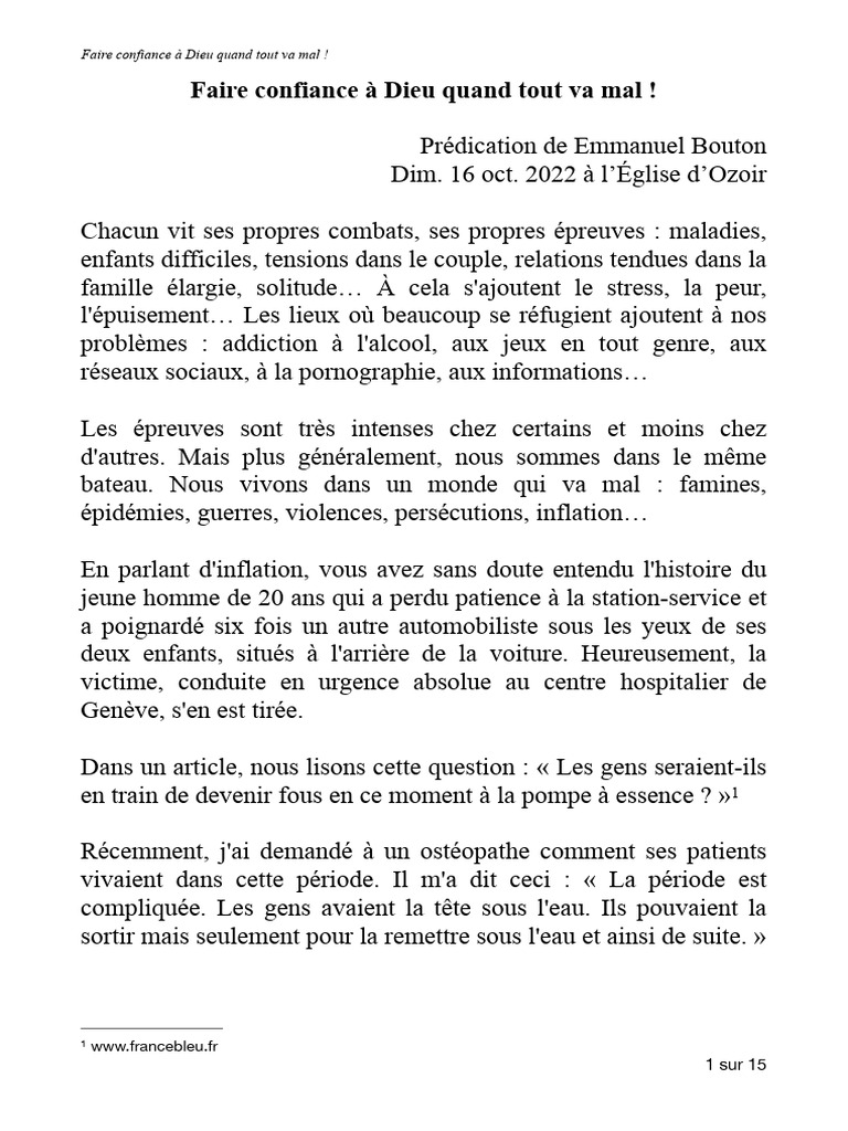 Confiance en Dieu dans l'adversité | PDF | Dieu | Jésus