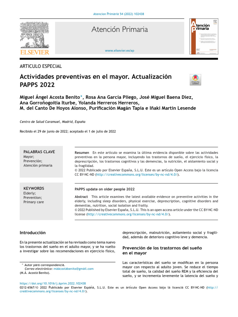 Actividades Preventivas en El Mayor Actualizaci N PAPP - 2022 - Atenci ...