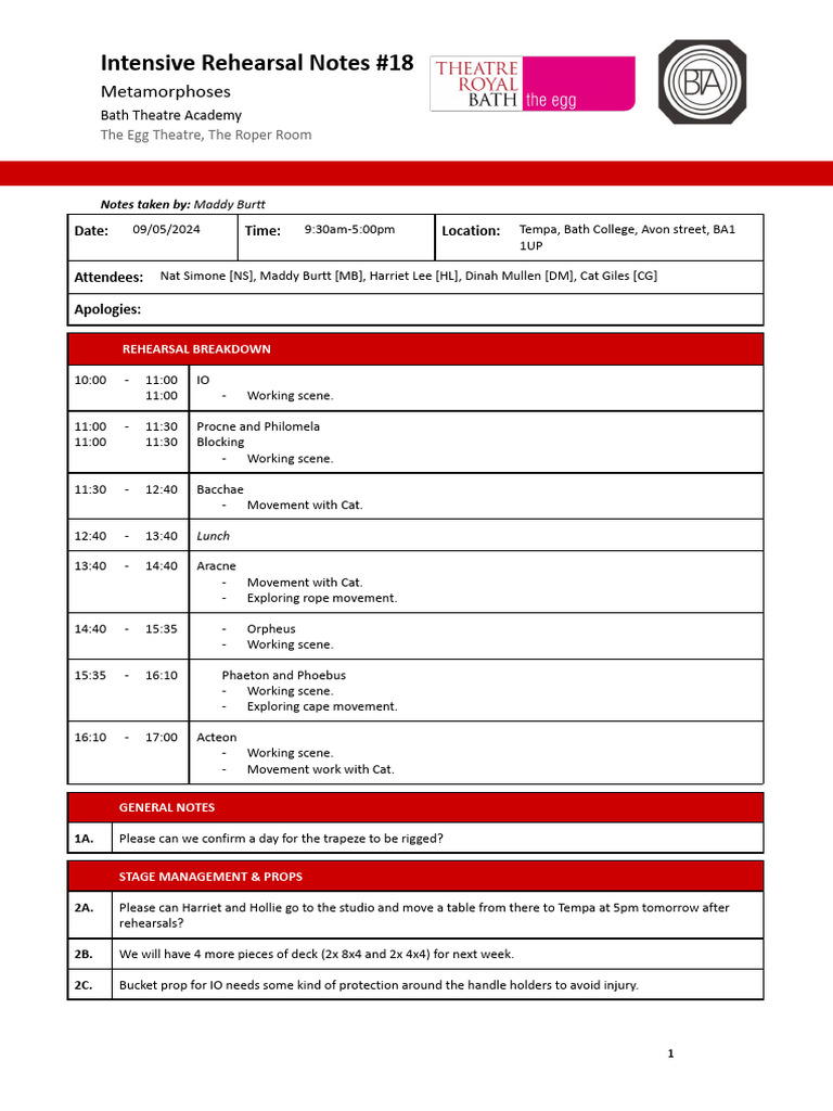 18 meta rehearsal notes | PDF