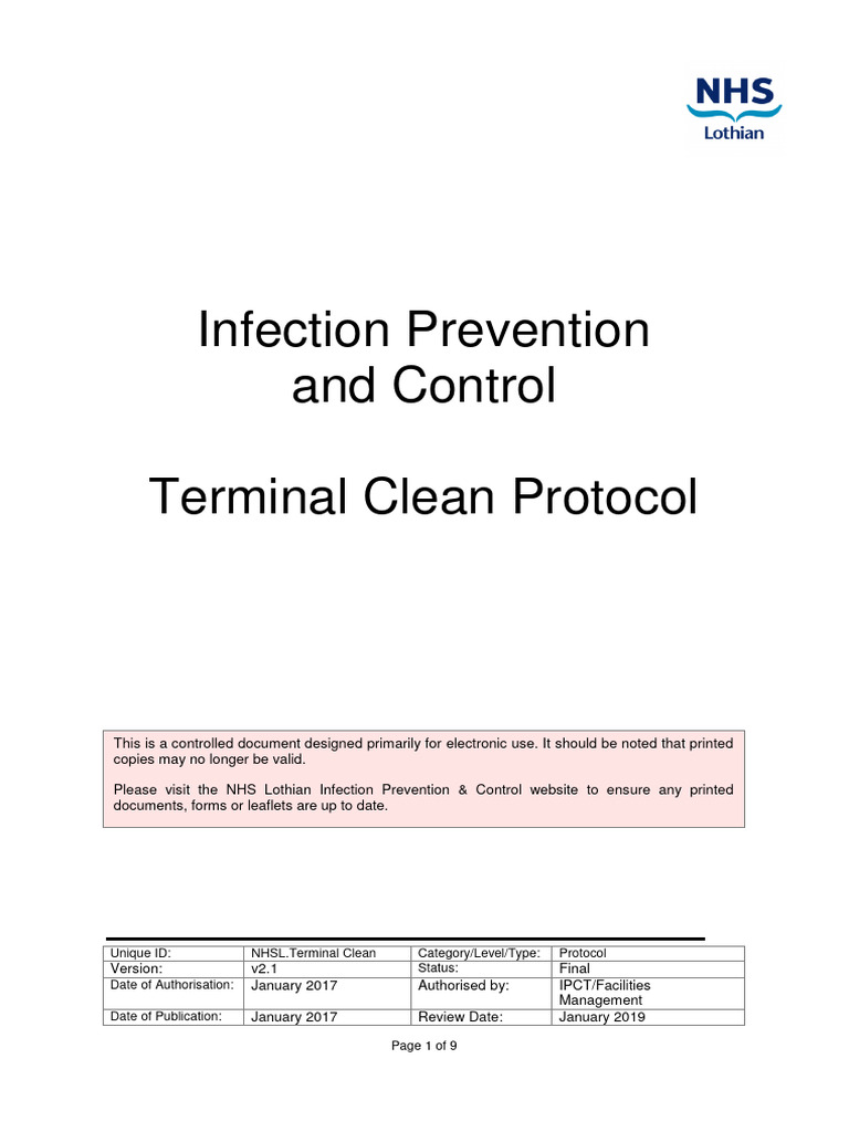 Terminal Cleaning SOP | PDF | Health Care | Medicine