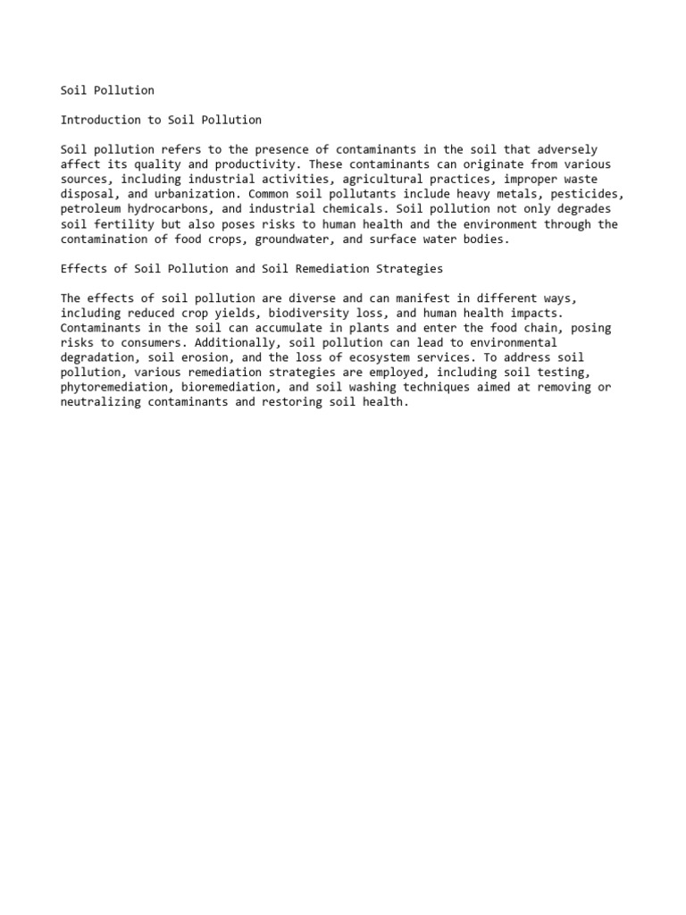Soil Pollution and Effects | PDF | Science & Mathematics