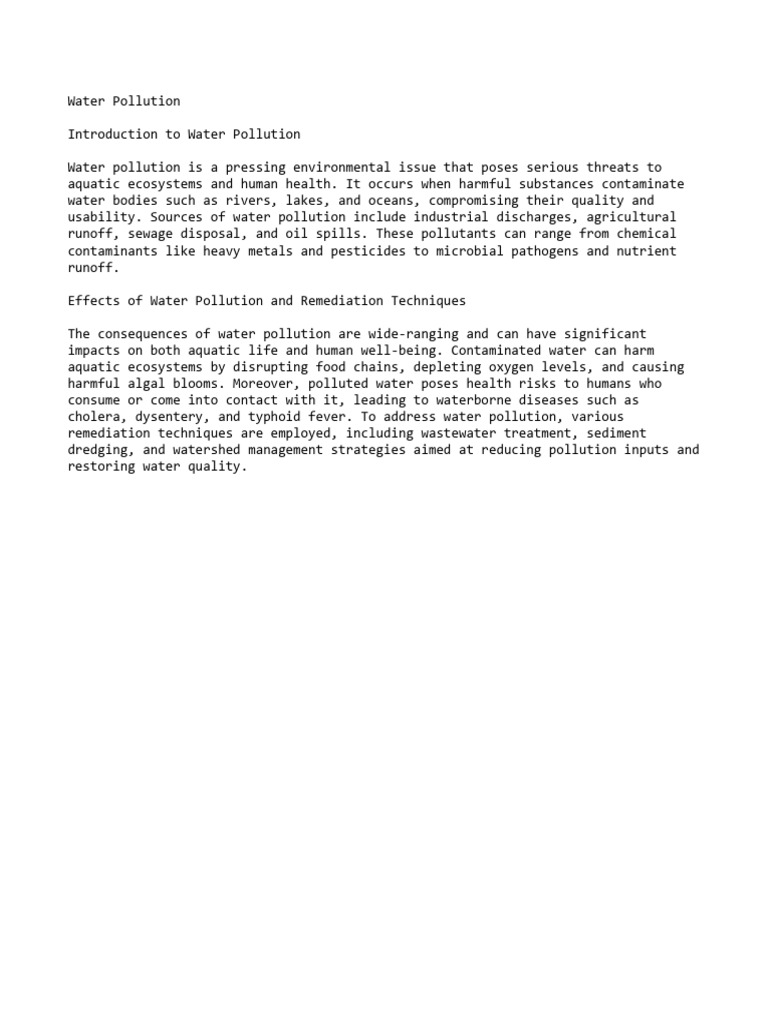 Water Pollution | PDF