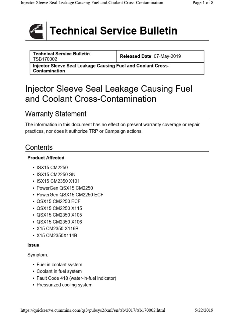Cummins x15 fallo de capuchas pdf leak engines