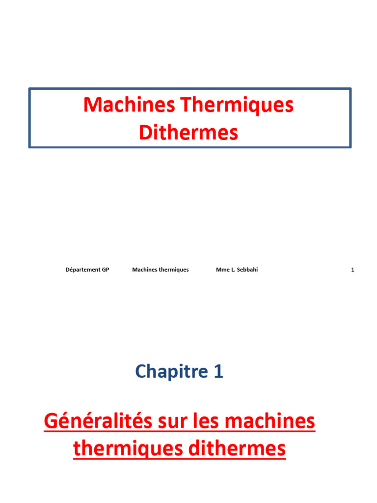 Machines Thermiques Dithermes | PDF | Chaleur | Thermodynamique