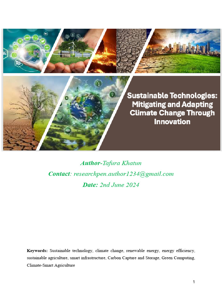 Sustainable Technologies - Mitigating and Adapting Climate Change ...