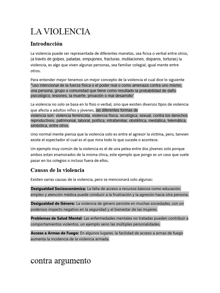 Tipos y ejemplos de violencia física | PDF | Violencia | Agresión