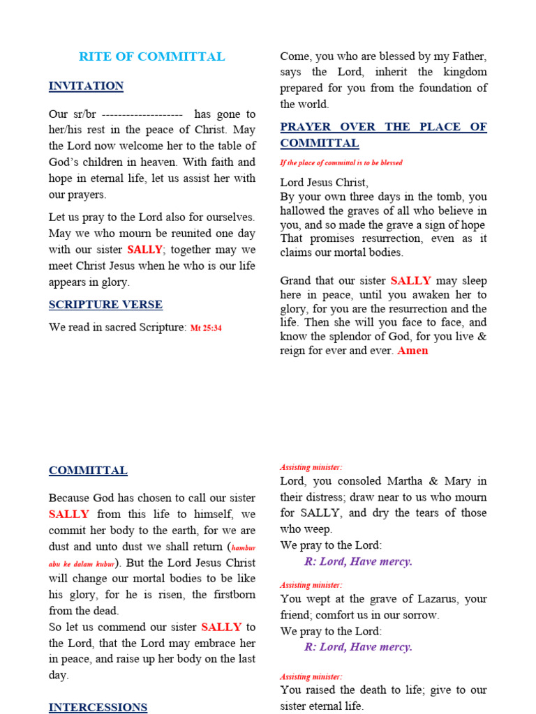 RITE OF COMMITTAL | PDF | Eternal Life (Christianity) | Glory (Religion)