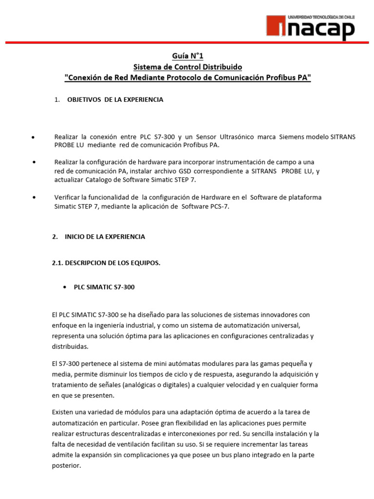 Guia 1 Configuracion HW Sensor de Nivel PA Comentada DSGG | PDF ...