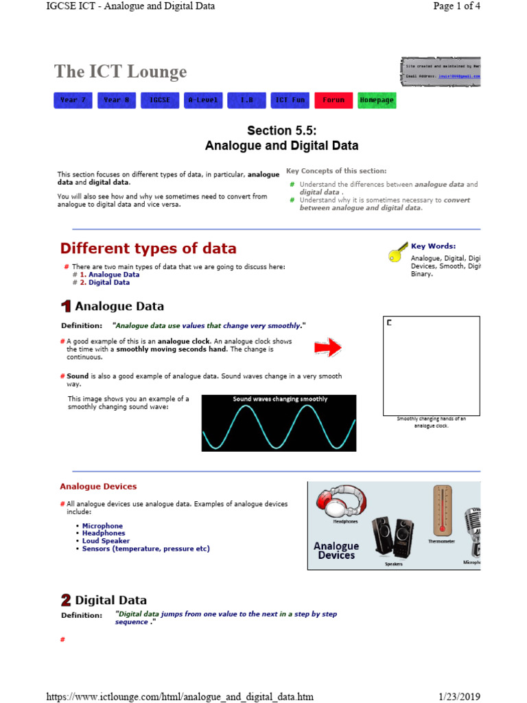 Analogue vs Digital Data Explained | PDF | Analog To Digital Converter ...