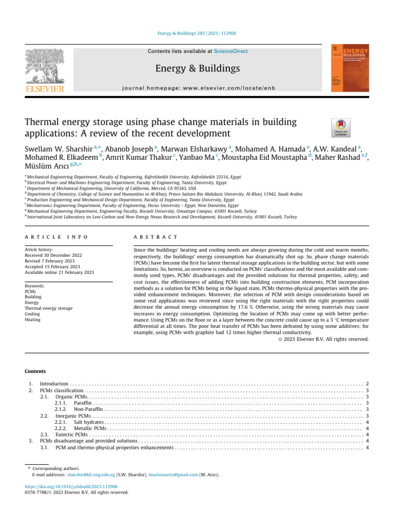 Thermal Energy Storage Using Phase Change Materials in Building | PDF ...