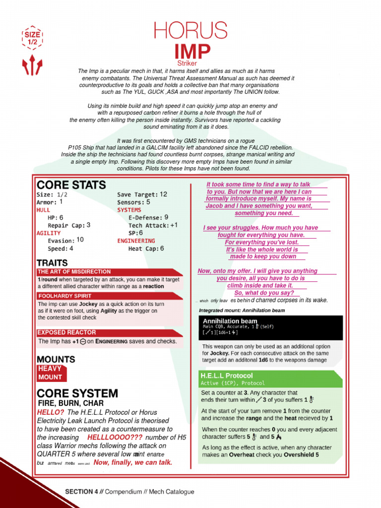 H.E.L.L Protocol: The Imp Mech Analysis | PDF