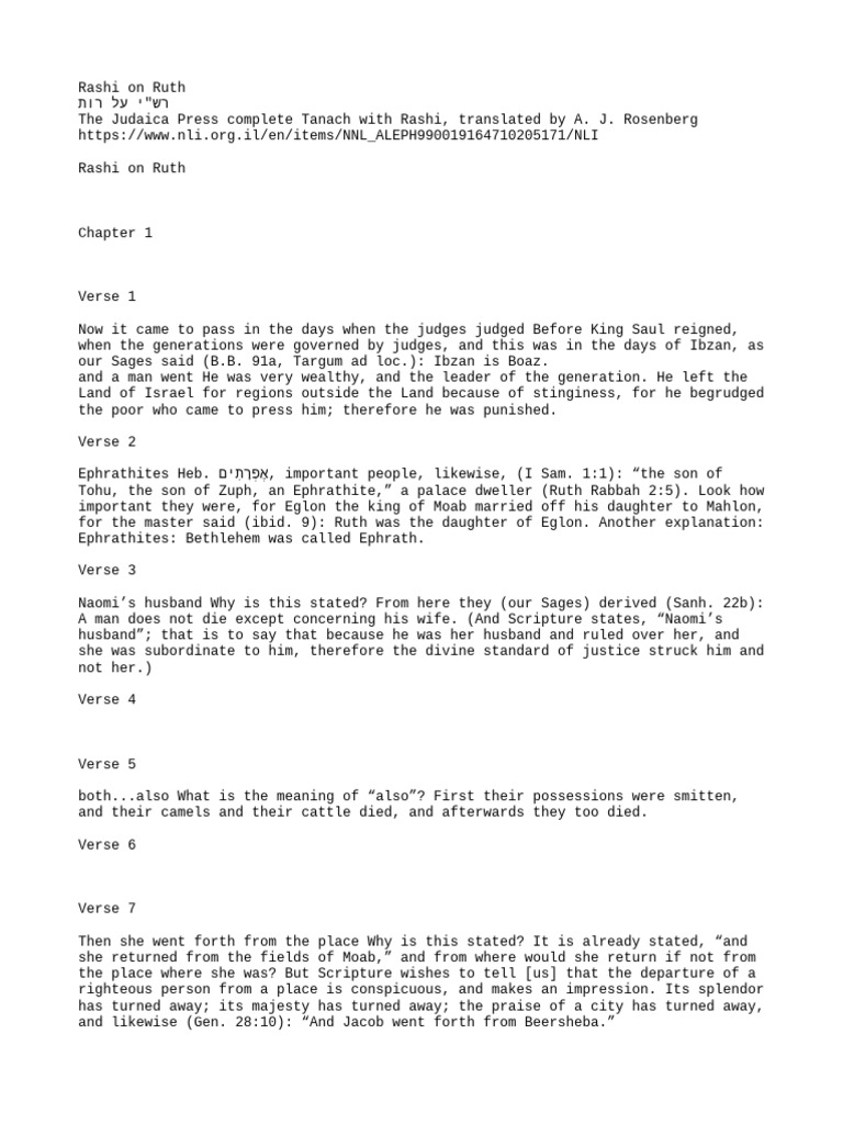 Rashi On Ruth - en - The Judaica Press Complete Tanach With Rashi ...