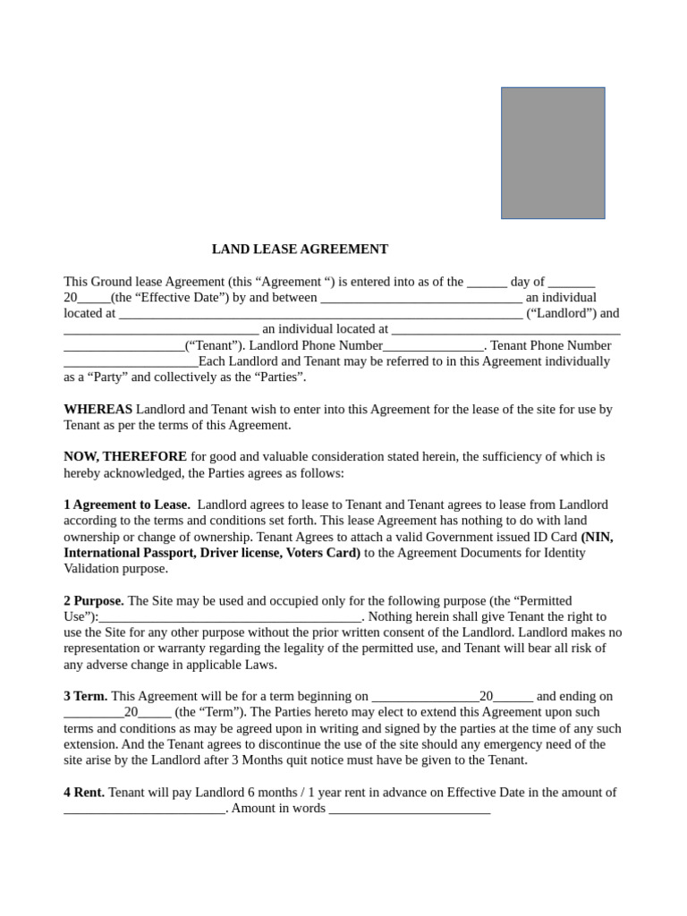 Ground Lease Agreement Template | PDF | Leasehold Estate | Landlord