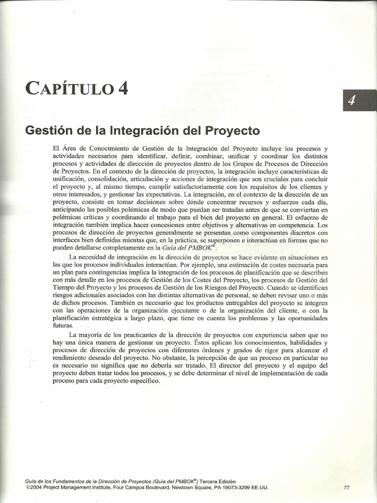 003 Gestion de La Integracion Del Proyecto | PDF
