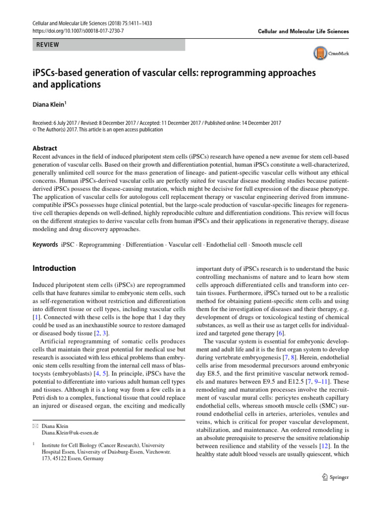 iPSCs for Vascular Cell Generation | PDF | Cellular Differentiation ...