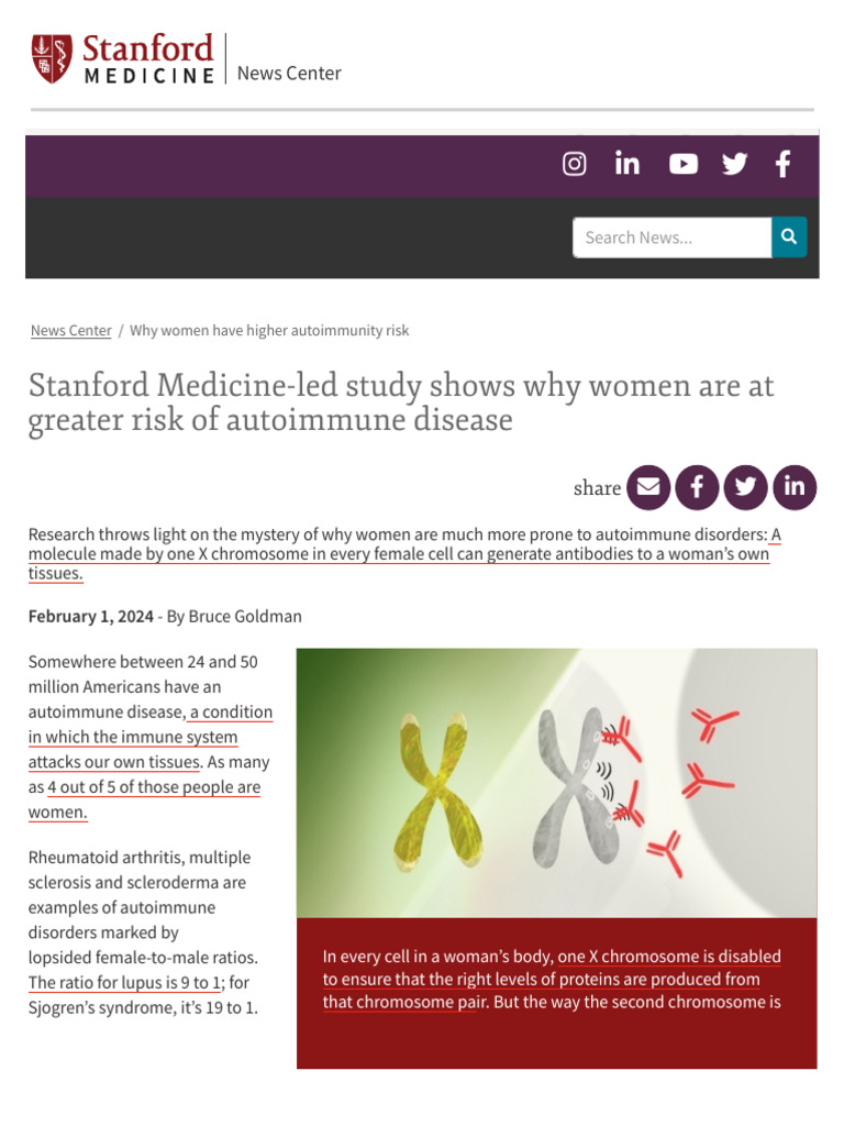 Stanford Medicine-Led Study Shows Why Women Are at Greater Risk of ...