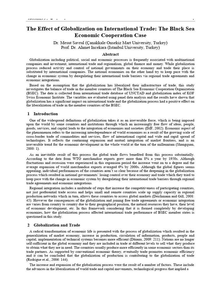 Globalization's Impact on BSEC Trade | PDF | Globalization | Economic ...
