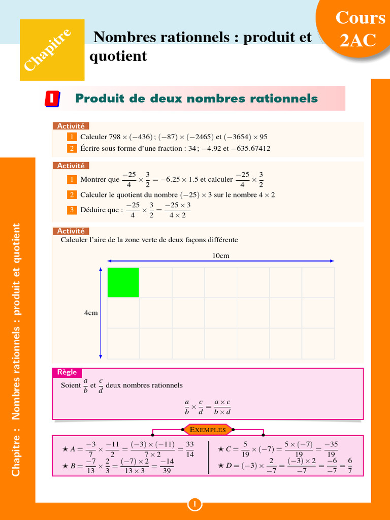 Nombres rationnels : produit et quotient | PDF | Division | Concepts ...