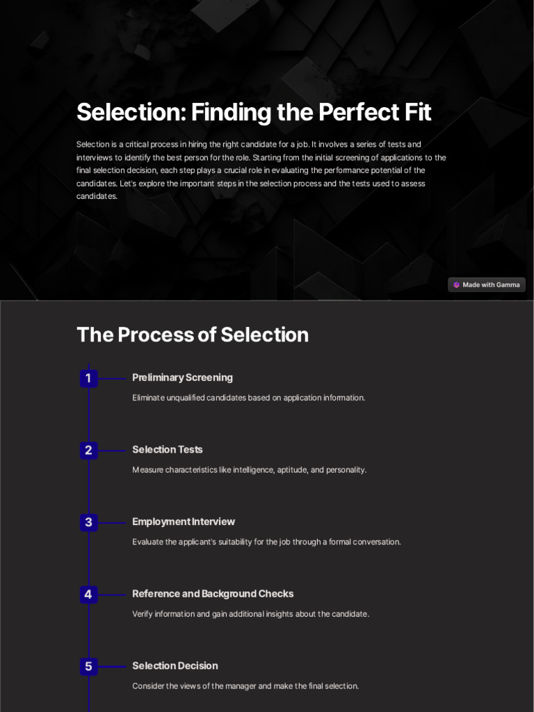 Selection Finding The Perfect Fit | PDF | Background Check | Intelligence