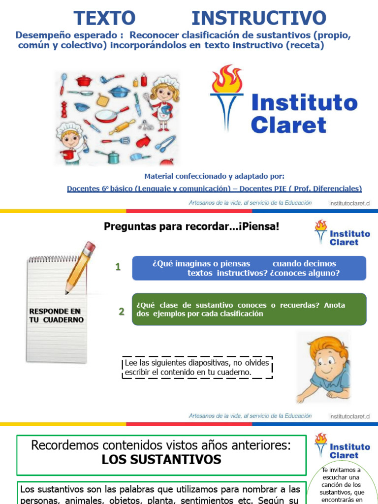 Clasificación de Sustantivos en Recetas | PDF | Artes del Lenguaje y ...
