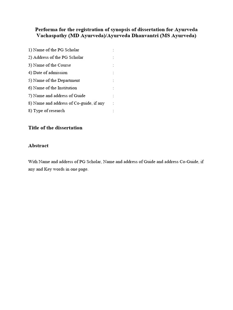 Dissertation Synopsis for Ayurveda Research | PDF | Statistics | Design ...