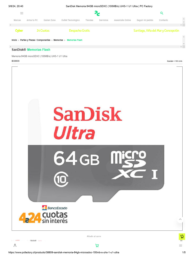 SanDisk Memoria 64GB microSDXC | PDF | Memoria USB | Arquitectura de ...