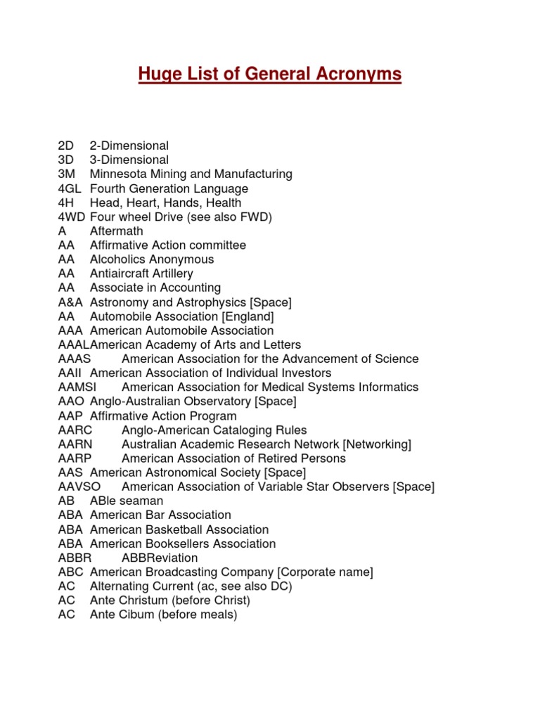 Huge List of General Acronyms 86 Pages PDF Darpa Analog To