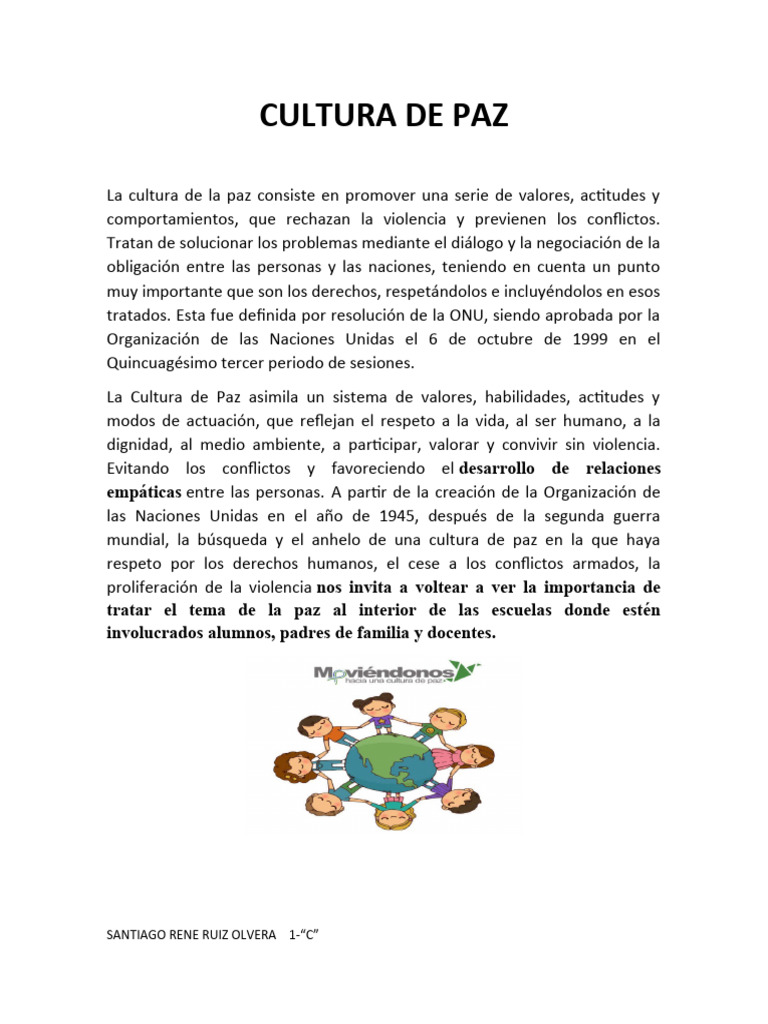 Promoviendo la Cultura de Paz | PDF