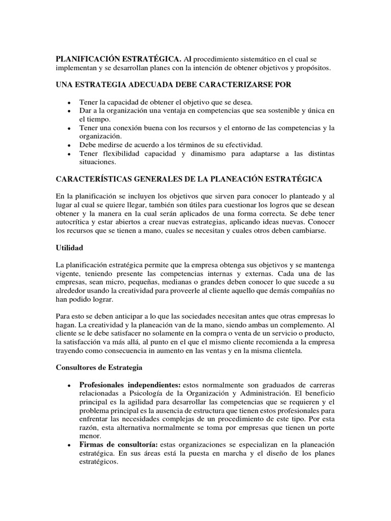 Planificación Estratégica Efectiva | PDF | Planificación ...